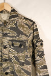 Early 1970s Late War Pattern Tiger Stripe Heavy Cotton Shirt, faded, used.