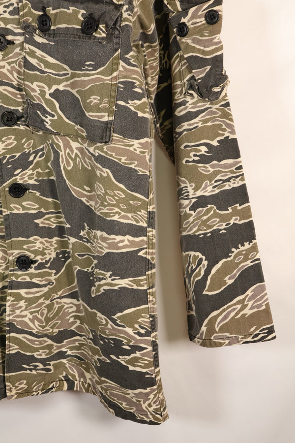 Early 1970s Late War Pattern Tiger Stripe Heavy Cotton Shirt, faded, used.