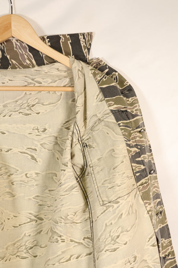 Early 1970s Late War Pattern Tiger Stripe Heavy Cotton Shirt, faded, used.
