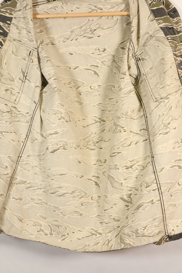 Early 1970s Late War Pattern Tiger Stripe Heavy Cotton Shirt, faded, used.