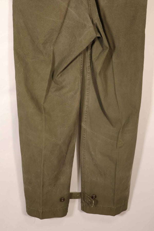 Real late 1940s - early 1950s M45 OD cotton field pants, used, strong signs of use.