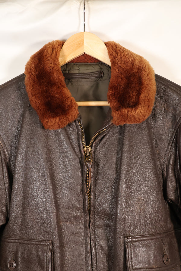Contracted circa 1960-64, size about 42, US Navy G-1 flight jacket, intermediates, used.