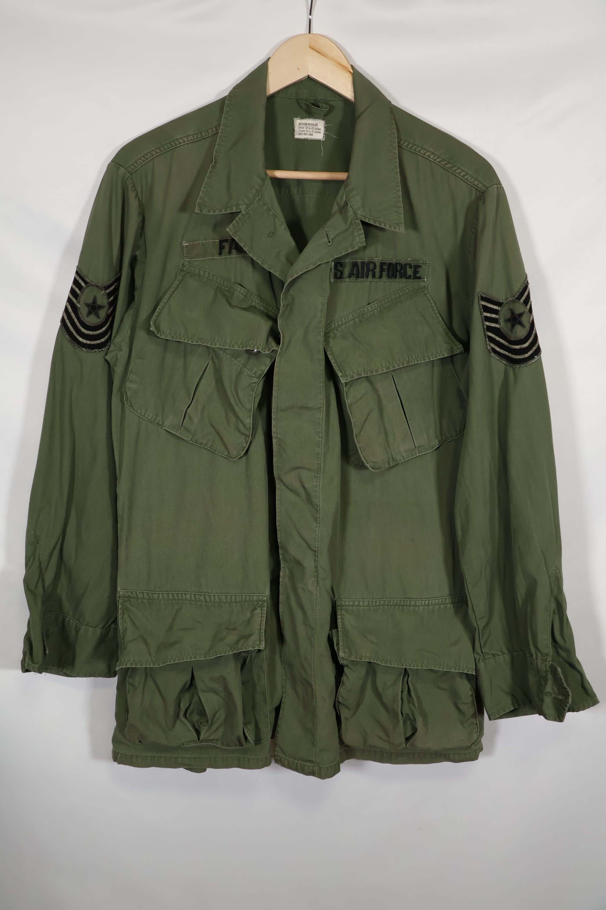 1967 3rd Model Jungle Fatigue Jacket USAF First Attachment M-R Used