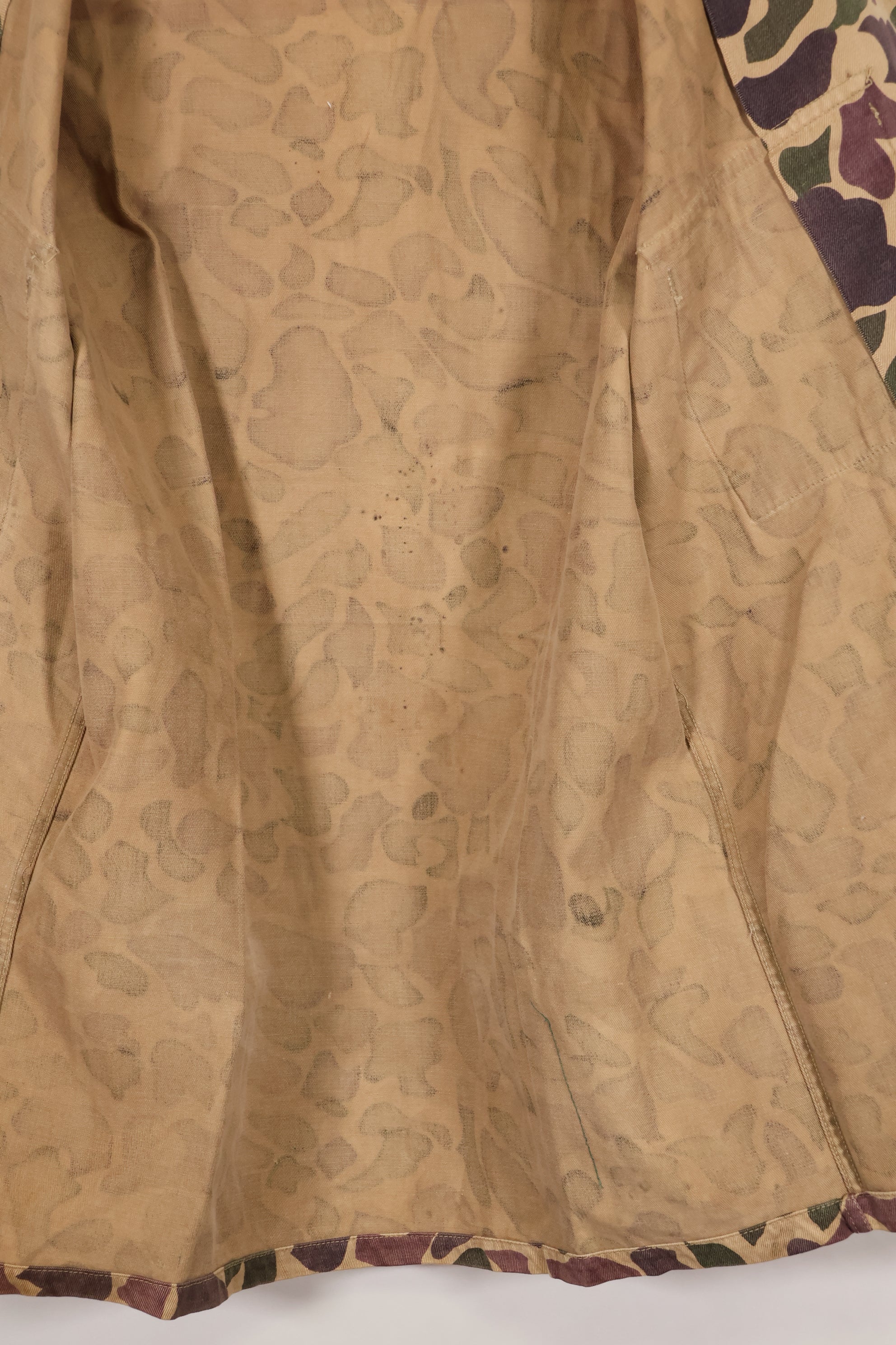 Early 1960s, faded, estimated A-L CIDG, beogum camouflage Asian cut shirt.
