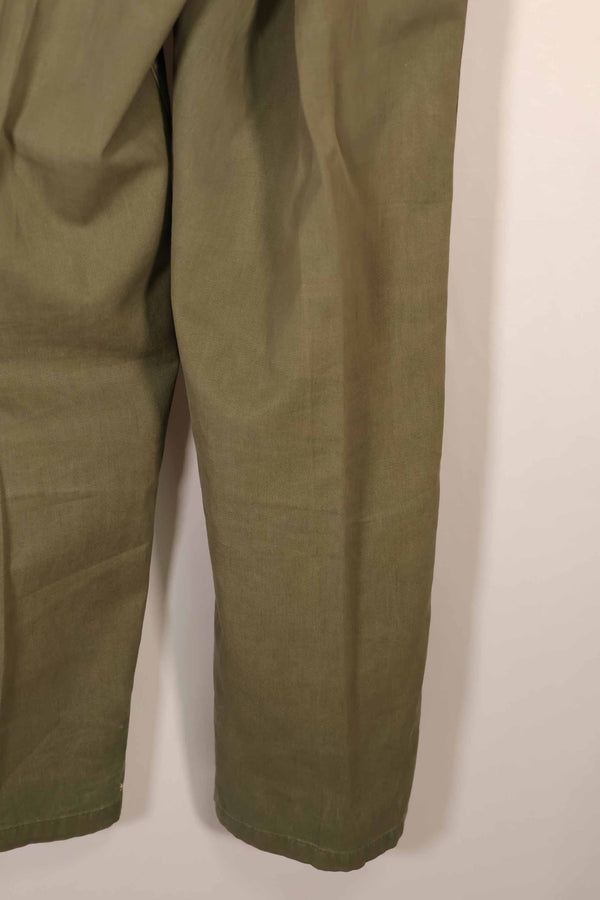 Real late 1940s-early 1950s M45 OD cotton field pants, used, strong signs of use B