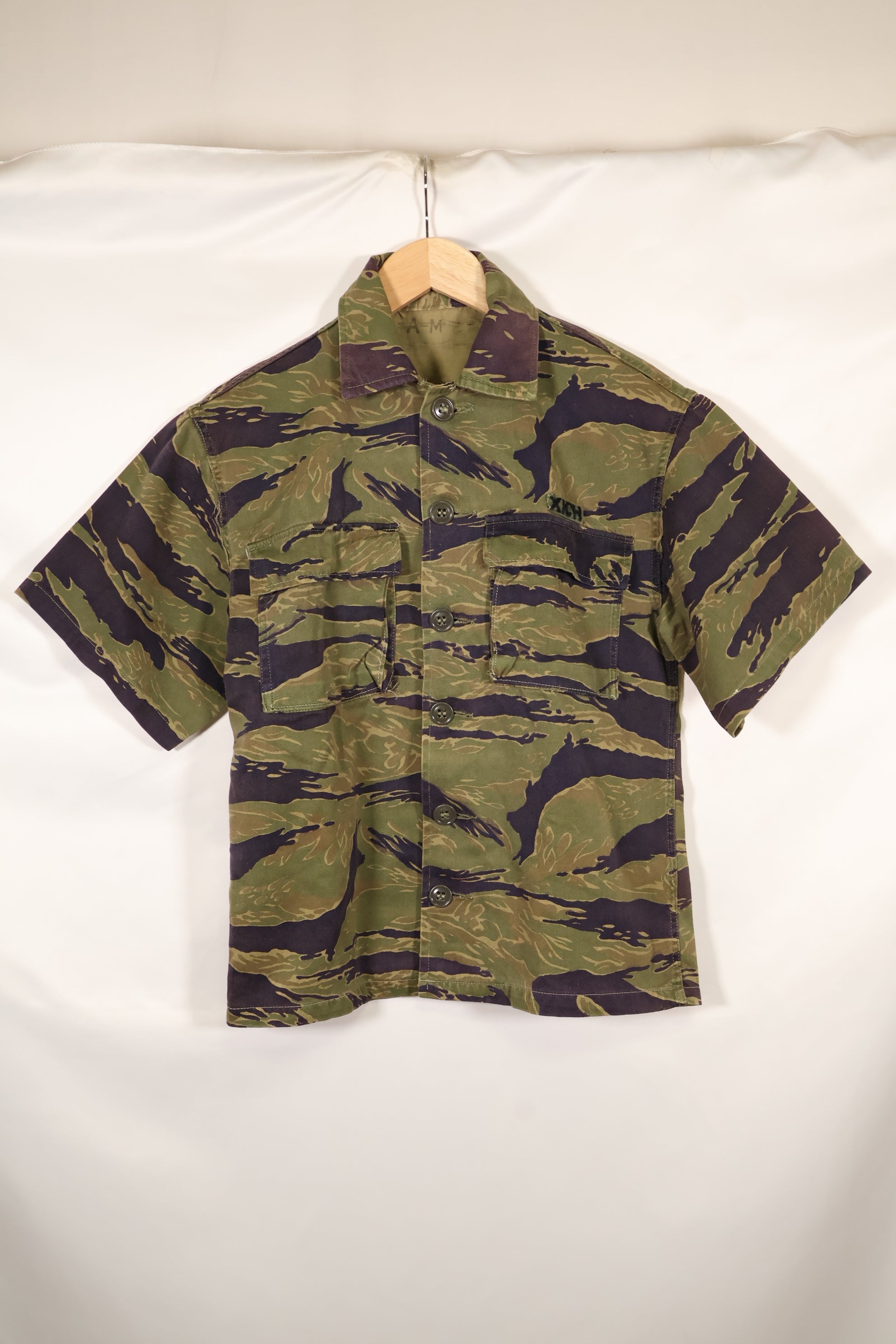 Real A-M Tiger Stripe Shirt Short Sleeve Custom Gold Tiger Derivative Pattern Used