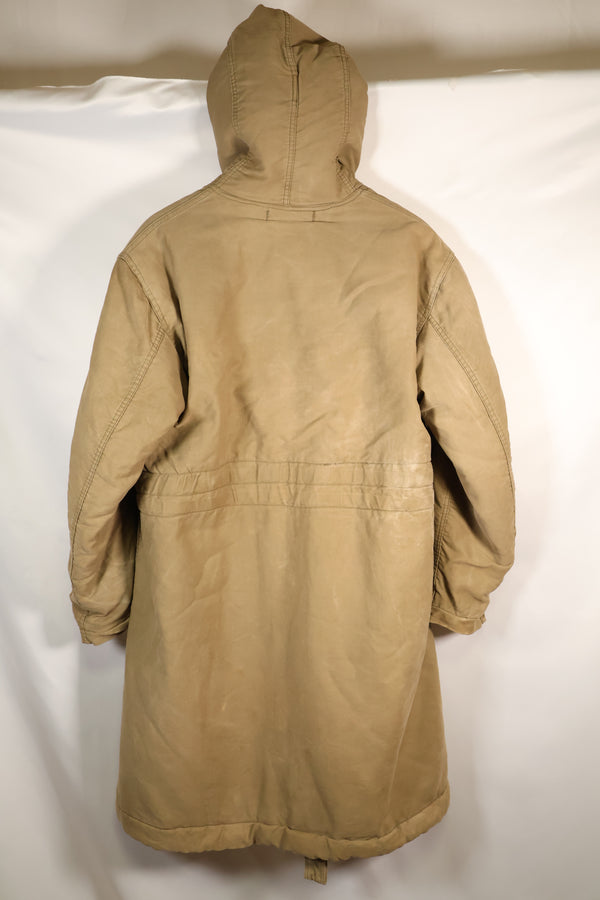 1940s WWII US Navy N-1 deck coat parka, faded, no stencil, used.