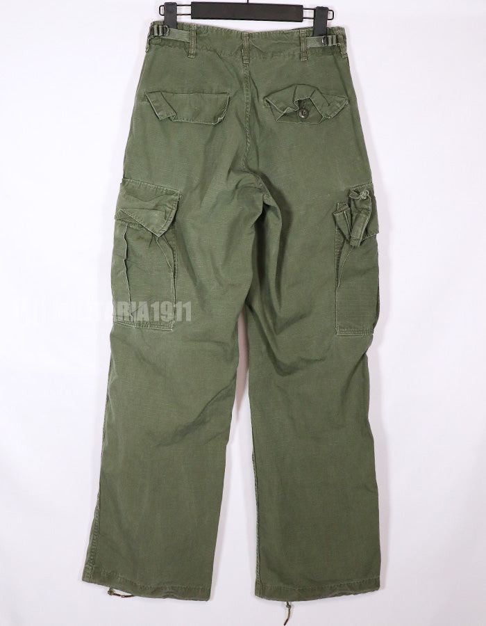 Real 1969 4th Model Jungle Fatigue pants, size X-S, used, faded.