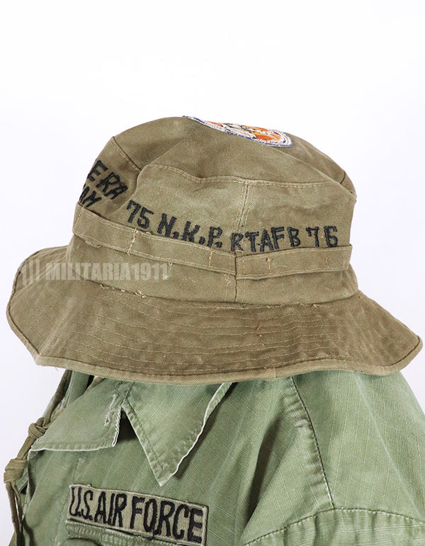 Real U.S. Air Force Thailand Stationed Souvenir Hat &amp; 4th Model Fatigue Jacket Set