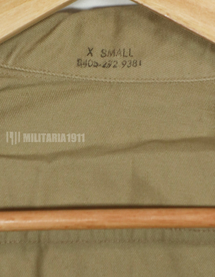 Real 1970 U.S. Army summer shirt, Khaki unused, stained.