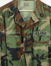 US SURPLUS U.S. Army Special Forces Woodland Camouflage Jacket, 1996, with patches.