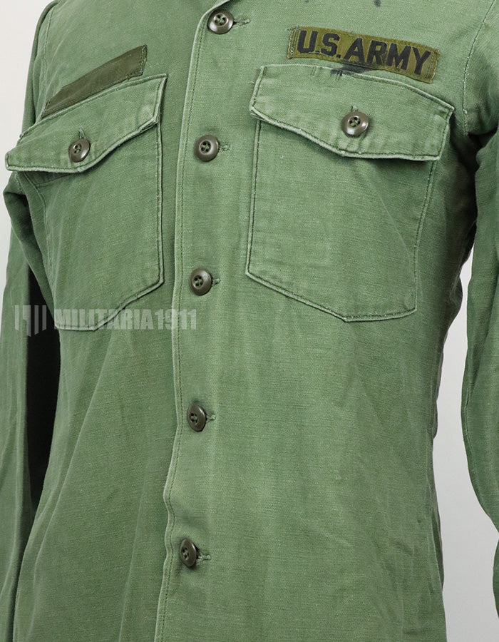 Original U.S. Army 1st Infantry Division Utility Shirt, OG-107, 1970, patch retrofitted. Released