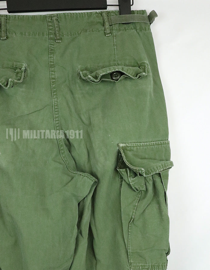 Original 2nd model jungle fatigues, non ripstop, worn, scratched, faded. Yes Used