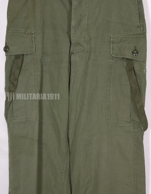 Real 1963 1st Model Jungle Fatigue Pants with leg ties, rare.