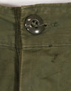 Real 1967 Poplin jungle fatigues pants, used, button damaged.