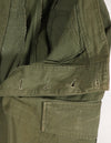 Real 1967 Poplin jungle fatigues pants, used, button damaged.